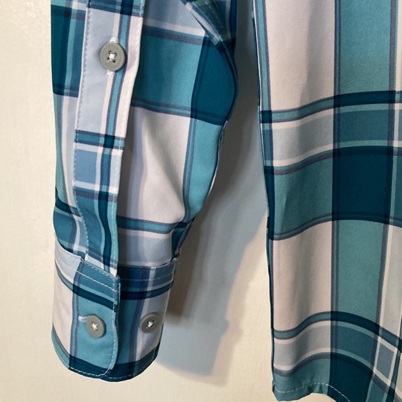 Field & Stream Men’s Teal Plaid Fishing Boating Long Sleeve Button Down Shirt - Picture 5 of 8